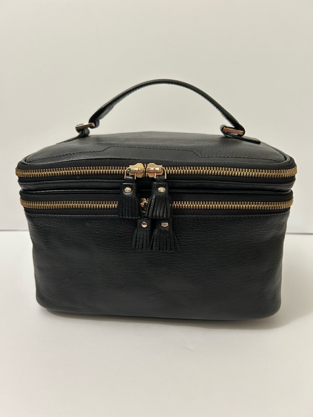 Anya Hindmarch- Full Leather Top-Handle Vanity Kit with Gold Hardware